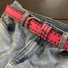 スケーター ベルト スタッズベルト y2k　平成 SK8 ピンク