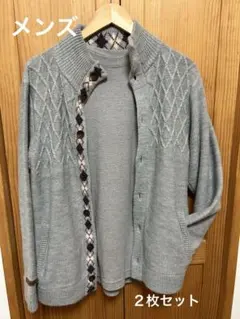 【中古品】 メンズ カーディガンＬＬ Tシャツ Ｌ　グレー　2枚セット