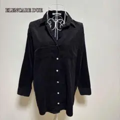 ⚫︎ELENCARE DUEコーデュロイスキッパーシャツ（F）秋冬　黒　シンプル
