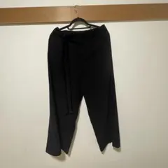 ユニクロ UNIQLO ブラック ワイドパンツ 紐ベルト付き
