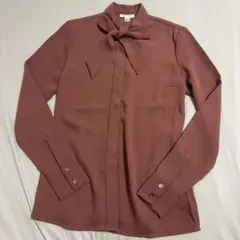【美品】Calvin Klein ブラウンボウタイブラウス　リボンXSのサムネイル
