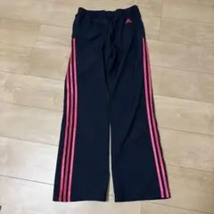 レディース　S adidas ネイビー ピンク ストライプ ジャージパンツ