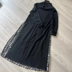 美品✨ビットコ　ワンピース　長袖　豹柄ワンピース 黒 レディース ロング