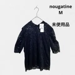 タグ付き未使用品nougatineヌガティーヌ黒い花柄レースの五分袖チュニックのサムネイル