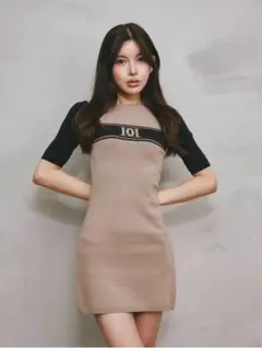 Darich DDロゴバイカラーニットミニワンピース