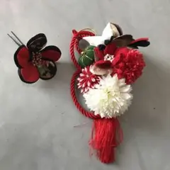 年STYLE 和風 花飾り セット 赤 白