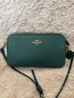 COACH グリーン レザー ショルダーバッグ