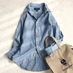 【ラルフローレン】デニムシャツ　シャンブレー　ダンガリー　ポニー刺繍　M y2k