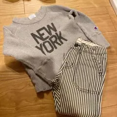 champion ワッフルT & ストライプパンツ　2点セット