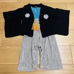 90 ベビー袴 お正月　節句　和装 ロンパース 男の子 ベビー　長袖　長ズボン