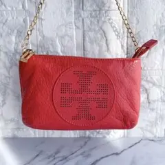 ToryBurch(トリーバーチ)ゴールドチェーン×赤レザーショルダーバッグ