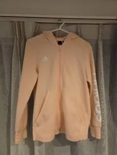 adidas サーモンピンク フルジップパーカー M 160 裏起毛