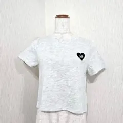 GRL　ショート丈Tシャツ　ハート刺繍　ワンポイント コンパクト丈
