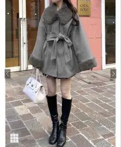 値下げ！！！三上悠亜 リボンベルト ファーティペット付フレアコート