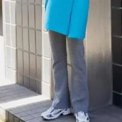 8−18【アンティローザホリデー】◎美品◎リブニットパンツ　グレー