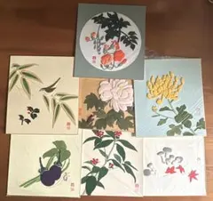 色紙絵『平野　勝』7枚セット 日本画家 平野勝 肉筆色紙四点 雪柳菖蒲柚子梅鶯 師龍子 - メルカリ