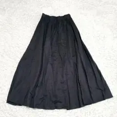 Spick & Span リネン フレア スカート ネイビー マキシ丈