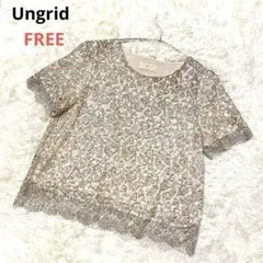 【Ungrid】アングリッドレース素材　スパンコール　半袖カットソーのサムネイル