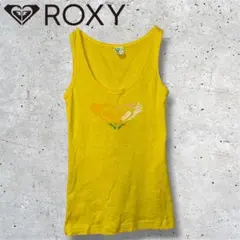 【美品】 ROXY タンクトップ イエロー ロゴ プリント 黄色 プリント Mのサムネイル
