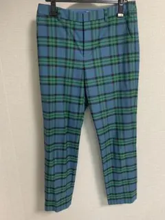 IENA ストレートチェックパンツ　ブルー×グリーン　38