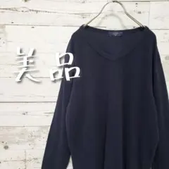 美品＊back number＊コットンニットVネックトップス/ネイビー