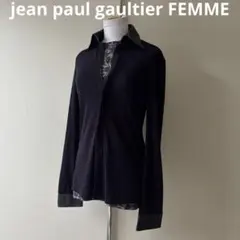 Jean Paul Gaultier FEMME レザー 切替 パワーネット 名作！！Jean Paul GAULTIER FEMME/ジャンポールゴルチェフェム
