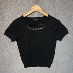 QUEENS COURT ビジュー付き 半袖ニット