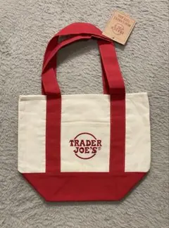 TRADER JOE'S ミニトートバッグ、アイボリー/レッド
