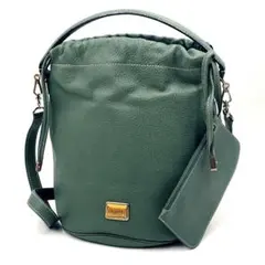 【極美品】VALEXTRA ヴィンテージ 巾着ショルダーバッグ2way グリーンのサムネイル