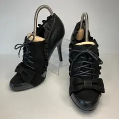 ダイアナ レディース フリルリボン ハイヒール パンプス 24.5㎝ ブラックのサムネイル