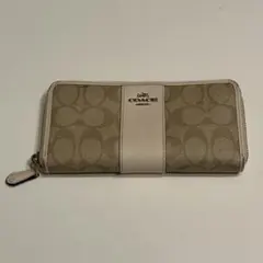 Coach 長財布 ベージュ キャンバス/レザー