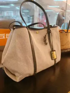 グレー メッシュ トートバッグ ロゴ付き