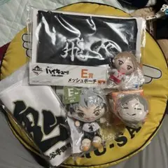 ハイキュー! 飛べ メッシュポーチ 一球入魂タオル 木兎ぬいぐるみ 夜久リエーフ