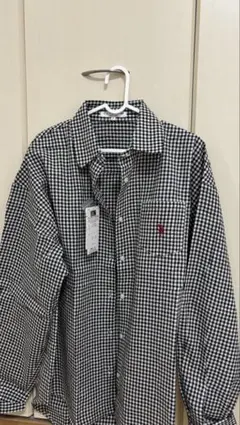 U.S. POLO ASSN. ブラック・ホワイトチェック長袖シャツ L