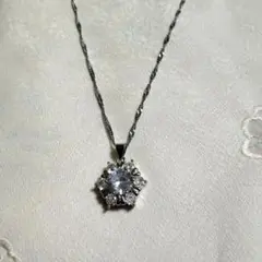 925スターリングシルバー 花形ペンダントネックレス
