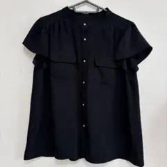 Bon mercerie ゴールドボタン バンドカラーブラウス フレア袖 春夏のサムネイル
