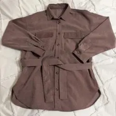 GUオーバーサイズコーデュロイシャツベルト付