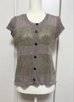 日本製カラーレース編み❤️1分袖カーディガン