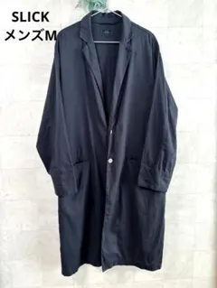 GWお値下中【SLICK】リネン混　薄軽コート　M 黒ブラック　春夏　ゆったりのサムネイル