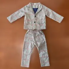 子供用スーツ・ブレザー 、グレーと赤のチェック