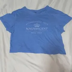 H&M 半袖ミニロゴTシャツ　ブルー　水色のサムネイル