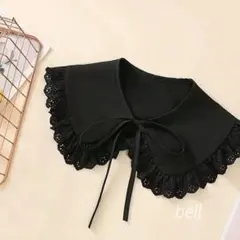 黒　つけ襟 花柄 フリル　フェイクカラー レース おしゃれ 着回し