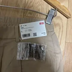 UNIQLO リネンブレンドタックワイドパンツ ベージュ Lタグ付きのサムネイル