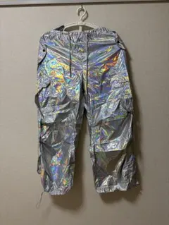 SHEIN ホログラム カーゴパンツ シルバー系 Lサイズ