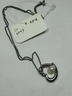 シルバー925 ハート型パールネックレス（タザキ真珠