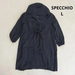 SPECCHIO フード付き ロング丈 羽織り ブラック 40 バッグプリーツのサムネイル