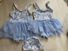 花柄フリル付きベビー水着2着セット 90