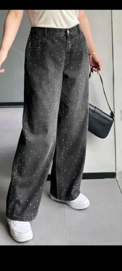 SHEIN Dazy 大きいサイズ スパンコール ロング デニムパンツ