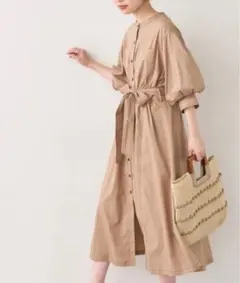 【WEB限定】ノーカラーシャツワンピース natural couture