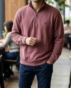 00s【極美品】NAUTICA ノーティカ ハーフジップ スウェット ボルドー